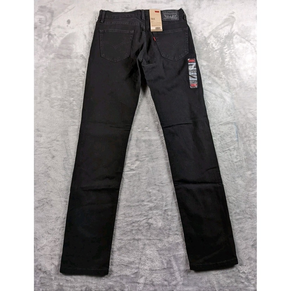 Levis 511 Jeans Mens 30x32 Black Slim Fit Tapered Stretch Denim Casual - Picture 7 of 9